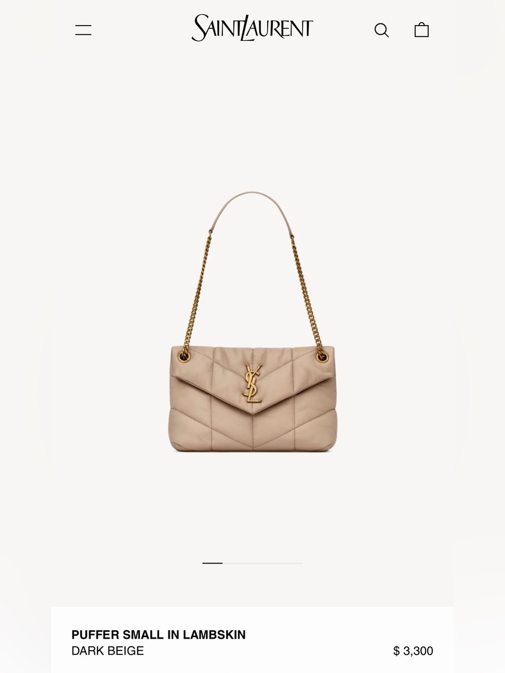 Yves Saint Laurent LouLou Puffer Small Bag - Dark Beige - Picture 13 of 13